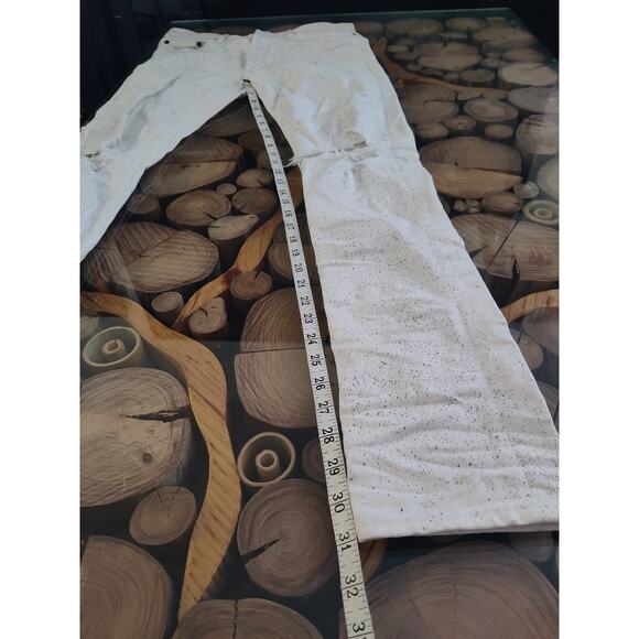John Elliott season nine white button fly jeans Japan distressed splatter skinny - Picture 8 of 12